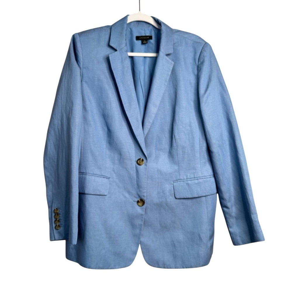 2023 Ann Taylor The Greenwich Women's Blue 2 Button Blazer Suit Jacket Size 14